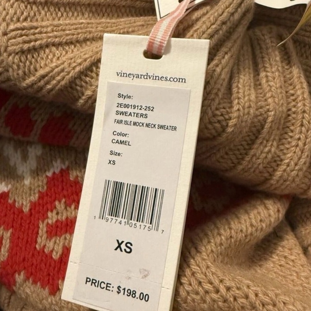 NWT EXQUISITE Vineyard Vines XS Red and Tan oversized SUPER SOFT Sweater♥️ - Picture 3 of 7